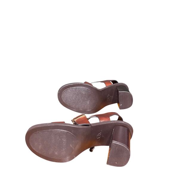 ZARA New Woman Leather Buckle Heel Sandals Shoes Brown size euro 37 - Picture 6 of 8